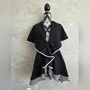 Design Today’s Back Bouclé Artisan Sequin Contrast Cardigan Wrap Sweater L